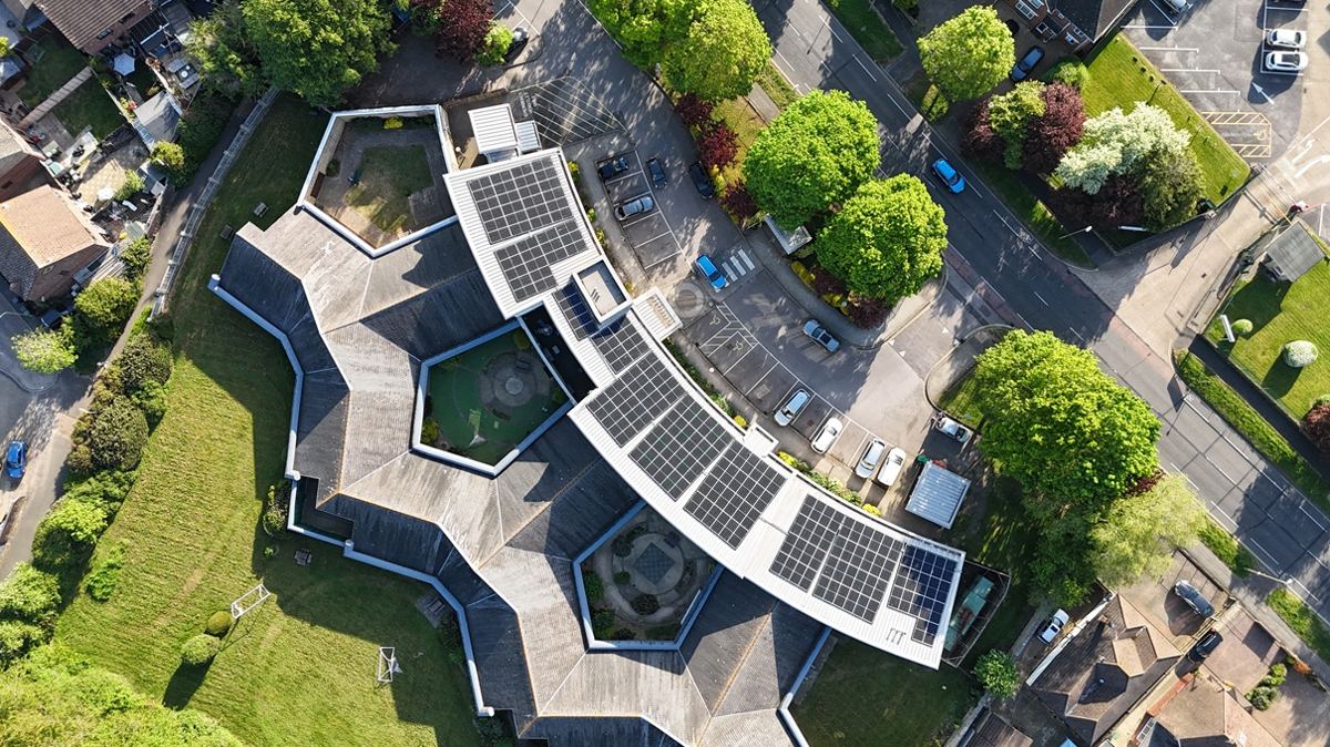 Aerial view of a commercial property